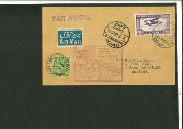 Stamp of Egypt » Airmails 1929 (10.4) Imperial Airways First Flight Alexandria