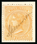 Stamp of Mauritius » 1860-72 De La Rue Issues (SG 46-72) 1863-72 3d, 6d, 9d, 1/- and 5/-, each with manuscript " Specimen"  and affixed to pieces