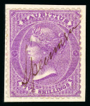 Stamp of Mauritius » 1860-72 De La Rue Issues (SG 46-72) 1863-72 3d, 6d, 9d, 1/- and 5/-, each with manuscript " Specimen"  and affixed to pieces