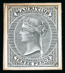 Stamp of Mauritius » 1860-72 De La Rue Issues (SG 46-72) 1863-72 3d. and 5/-, both stamp-size in black on glazed card