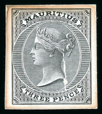 Stamp of Mauritius » 1860-72 De La Rue Issues (SG 46-72) 1863-72 3d. and 5/-, both stamp-size in black on glazed card