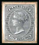 Stamp of Mauritius » 1860-72 De La Rue Issues (SG 46-72) 1863-72 3d. and 5/-, both stamp-size in black on glazed card