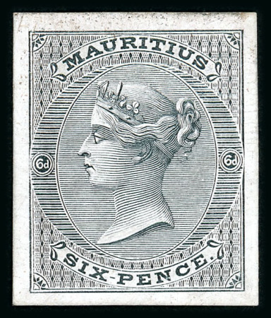 Stamp of Mauritius » 1860-72 De La Rue Issues (SG 46-72) 1860-63 6d. stamp-size in black on glazed card, fine.