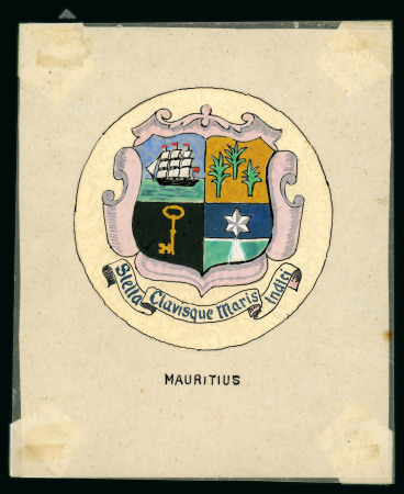 Stamp of Mauritius » 1883-91 Surcharges, Arms & Jubilee Issues (SG 112-35, 137) 1895 Arms Issue, hand painted drawing of the Arms with