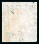 Stamp of Romania » King Carol 1869 - "Without Beard" Imperforate 1869 Prince Carol 50 bani blue/red showing the con