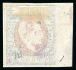 Stamp of Romania » 1872 Prince Carol I - Perforated 1872 Prince Carol 50B blue/red Emergency Issue, su