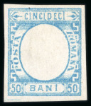 Stamp of Romania » 1872 Prince Carol I - Perforated 1872 Frame stone proof in light blue on thin white