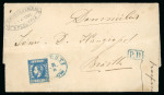Stamp of Romania » 1872 Prince Carol I - Perforated 10 bani blue perforated, a fine example on cover f