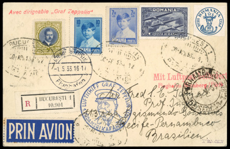 Stamp of Romania » Later Issues Zeppelin 1933 1st South American Flight: registere