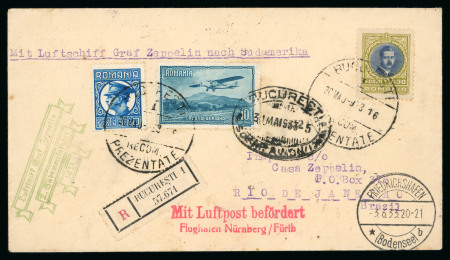 Stamp of Romania » Later Issues Zeppelin 1933 2nd South American Flight: registere