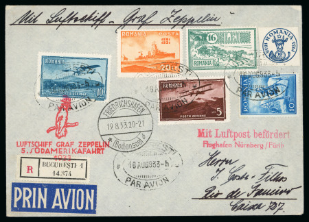 Stamp of Romania » Later Issues Zeppelin 1933 5th South American Flight: registere