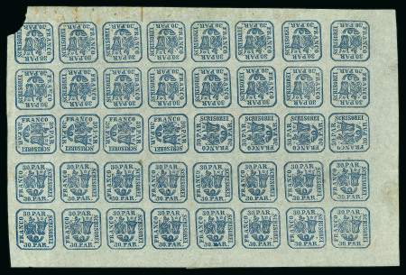 Stamp of Romania » United Principalities 1862-1864 1864 30 parale blue on white wove paper, complete
