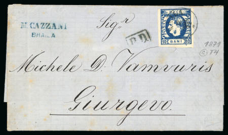 Stamp of Romania » King Carol 1869 - "Without Beard" Imperforate Two domestic covers franked with 10 bani in distin