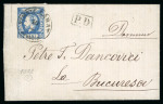 Stamp of Romania » King Carol 1871 - "With Beard" Imperforate 10 bani blue, touched at lower left, on cover sent