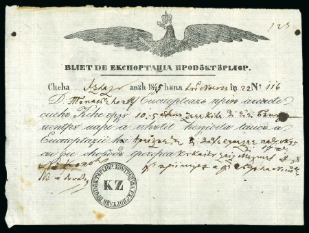 Stamp of Romania » Postal History » Postal Forms 1845 printed document "BILET" for exporting goods