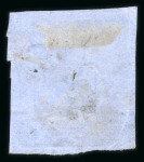 Stamp of Romania » 1858 (1st Nov.) - 1861 Moldavia - Handstruck at Jassy - Imperforate 40 parale blue on white paper, a small four margins example on letter fragment cancelled by large part of the FRANCO ISMAIL handstamp in blue