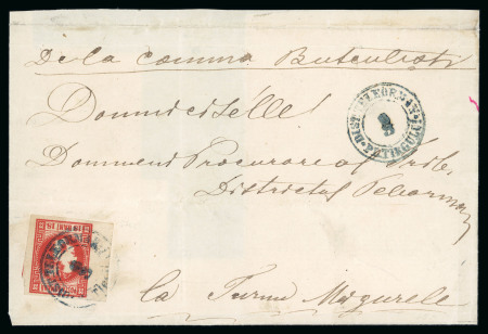 Stamp of Romania » 1868-70 Prince Carol I - New Currency Rural Mail: 18b red, a superb marginal stamp with