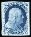 Stamp of United States » 1851-57 Issue 1851-57 1c blue Type IIIa unused, without gum
