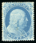 Stamp of United States » 1857-61 Issue 1857-61 1c blue Type II unused with part (toned) o