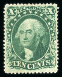 Stamp of United States » 1857-61 Issue 1857-61 10c green Type II unused with part original gum