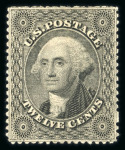 Stamp of United States » 1857-61 Issue 1857-61 12c black unused with part original gum, t