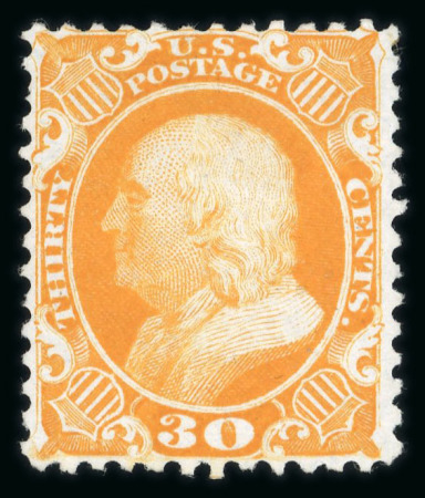 Stamp of United States » 1875 Reprints of the 1857-61 Issue   1875 Reprint 30c yellow orange unused (without gum