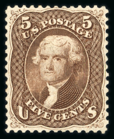 Stamp of United States » 1861-1866 issue 1861 5c brown mint with part (disturbed) original gum