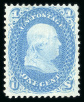 Stamp of United States » 1867 Grill Issue   1867 1c blue F. Grill with small part original gum