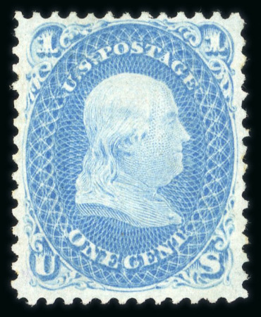 Stamp of United States » 1867 Grill Issue 1867 1c blue F. Grill with small part original gum