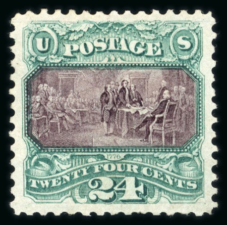 Stamp of United States » 1869 Pictoral Issue 1875 Re-issue 24c green and violet with small part