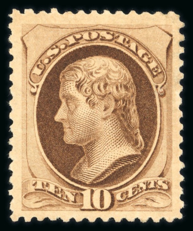Stamp of United States » 1879-93 Bank Notes Issue -American Bank Note 1879 10c brown unused (regummed), very fine. Cert.