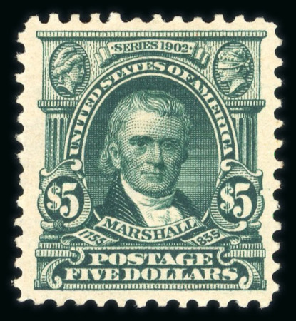 Stamp of United States » 1902-08 Issue 1902 Marshall $5 dark green with part original gum