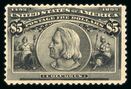Stamp of United States » 1893 Columbus Issue 1893 Columbian $5 black with part original (distur