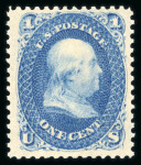 Stamp of United States » 1861-1866 issue 1861 1c blue with large part original gum, most at