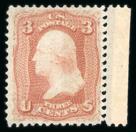 Stamp of United States » 1867 Grill Issue 1867 3c red F. Grill marginal with large part orig