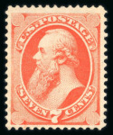 Stamp of United States » 1870-75 National Bank Note Co. and Continental Bank Note Co. Issues 1870 7c vermilion unused (regummed), a fresh and n