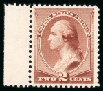 Stamp of United States » 1879-93 Bank Notes Issue -American Bank Note 1883 2c pale red brown marginal mint N.H., tiny na