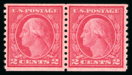 Stamp of United States » 1913-17 Washington Franklin Issue 1914 2c red in pair mint N.H.,fine and attractive,