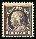 Stamp of United States » 1913-17 Washington Franklin Issue 1916 $1 violet black part original gum, nicely cen