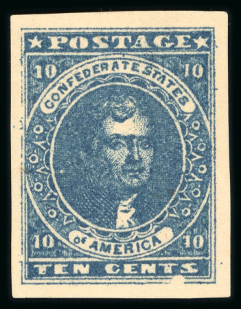 Stamp of United States » Confederate States » General Issues 1861 10c dark blue with part original gum, large,