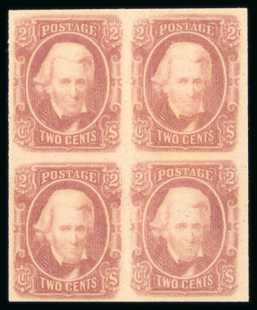 Stamp of United States » Confederate States » General Issues 1863 2c brown red in block of 4 with large part or
