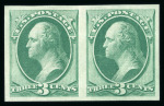 Stamp of United States » 1870-75 National Bank Note Co. and Continental Bank Note Co. Issues 1870 3c green Imperforate horizontal pair, H. Gril