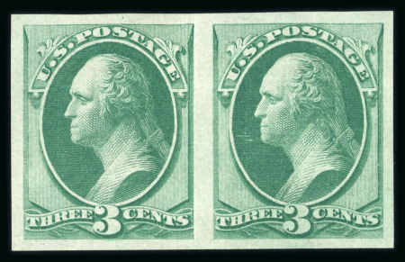 Stamp of United States » 1870-75 National Bank Note Co. and Continental Bank Note Co. Issues 1870 3c green Imperforate horizontal pair, H. Gril