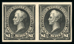 Stamp of United States » 1894-98 Bureau Issues 1895 $1 black Imperforate horizontal pair with lar
