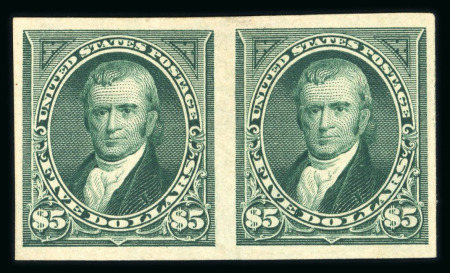 Stamp of United States » 1894-98 Bureau Issues 1897 $5 dark green Imperforate horizontal pair wit