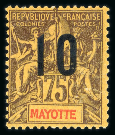 Stamp of Colonies françaises » Mayotte Mayotte : 1912, sept timbres type Groupe tous avec