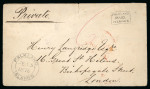 Stamp of Falkland Islands 1876 FALKLAND ISLANDS, boxed FRANK stamp on cover to London