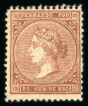 Stamp of Spanish Colonies » Fernando Poo Fernando Poo : 1868, Isabel I Edifil n° 1 mint *, rare