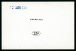 Stamp of Mauritius » Later Issues 1910 (Jan) issue 5c., 12c., 25c., 50c., 1R., 2R 50c., 5R and 10R. De La Rue die proofs of the name and duty plates in black on glazed cards