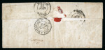 Stamp of Switzerland / Schweiz » Sitzende Helvetia Ungezähnt » 1854-55 Berner Druck (I) 1857, 15 Rp. rot zusammen mit 20 Rp. orange, je 1. Berner Druckperiode, auf Faltbrief von Genf nach Miliana (Algerien)